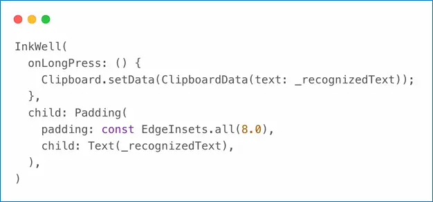 Displaying recognized text in a Flutter app