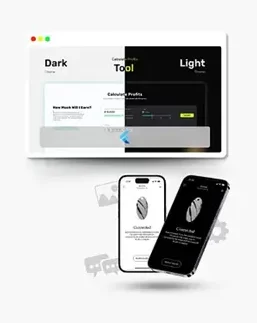 Illustration showing light and dark mode UI screens in a Flutter app powered by MobX