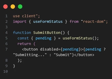 Code snippet demonstrating React 19 use() hook for async data
